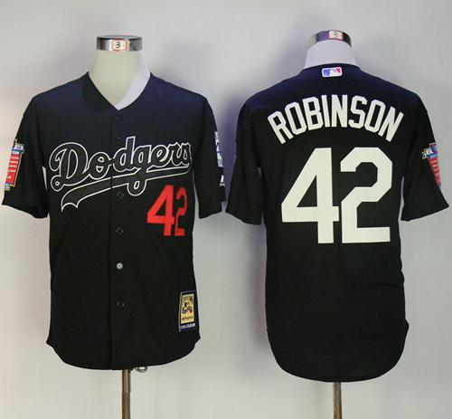 Mitchell And Ness Dodgers #42 Jackie Robinson Black Throwback Stitched MLB Jersey